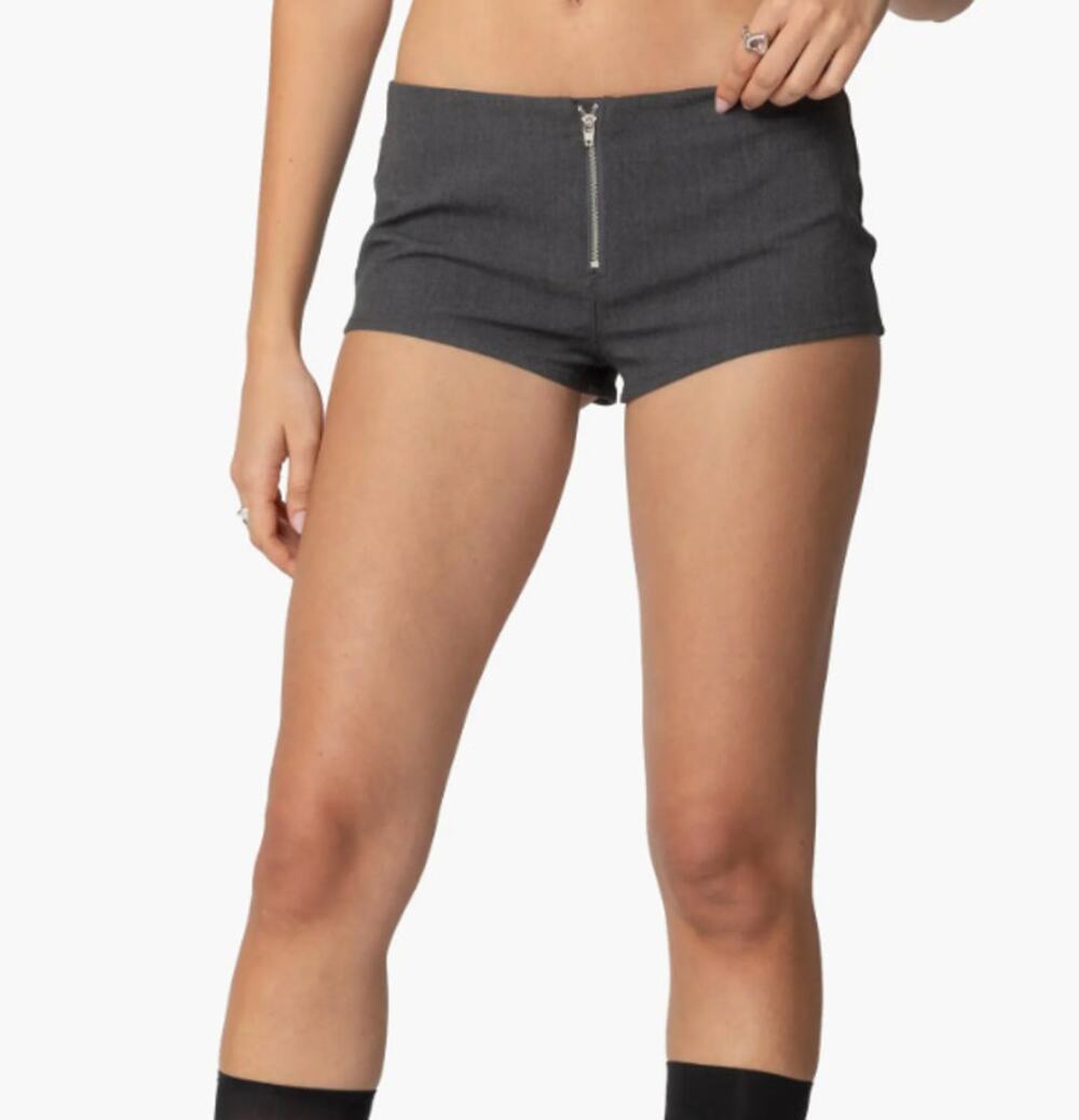 EDIKTED Allie Gray Zip Up Festival Rave Micro Shorts NWT Size S